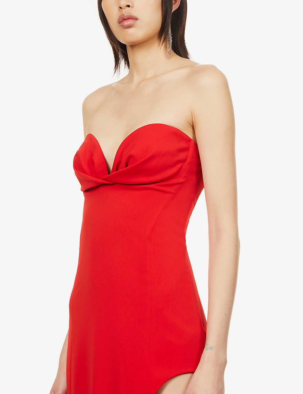 Monot - Strapless Side-Slit Crepe Gown