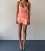 Mr Winston Co - Peach Lace Halter and Ruched Mini Skirt